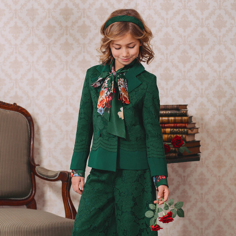 Love Made Love-Girls Green Lace Jacket | Childrensalon Outlet