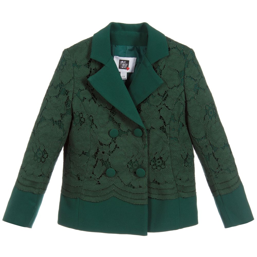 Love Made Love - Girls Green Lace Jacket | Childrensalon