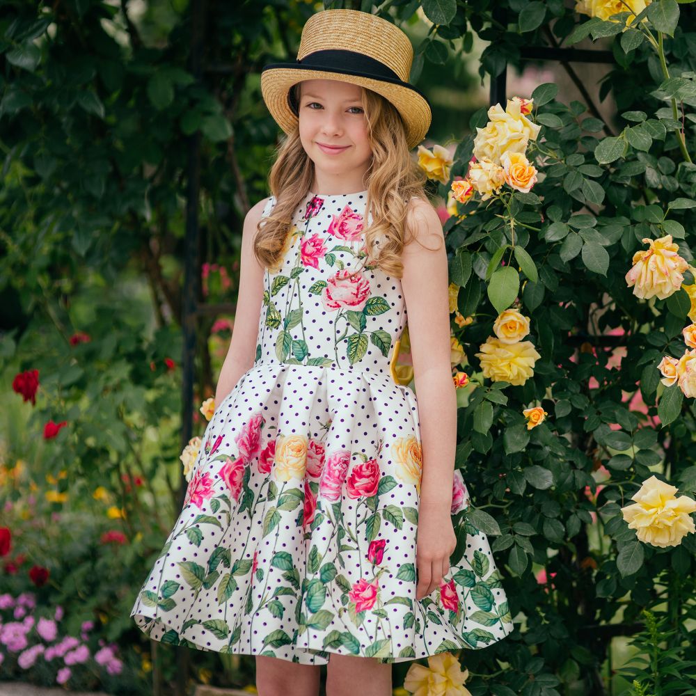 Love Made Love Girls Satin Roses Dress Childrensalon Outlet