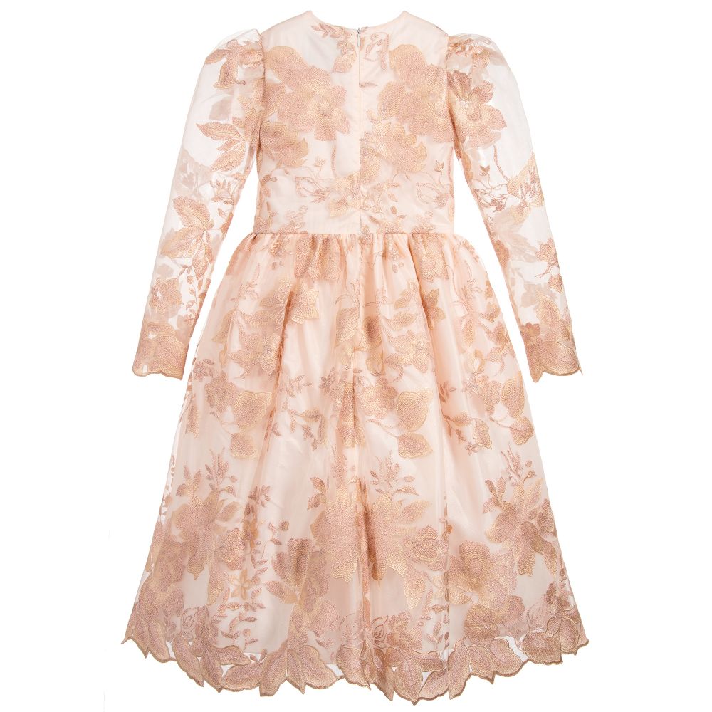 Love Made Love-Pink Embroidered Tulle Dress | Childrensalon Outlet
