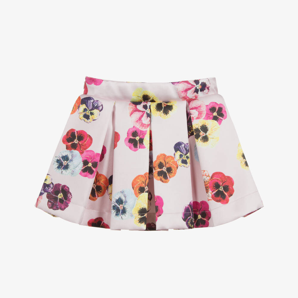 Love Made Love-Pink Pansy Print Skater Skirt | Childrensalon Outlet