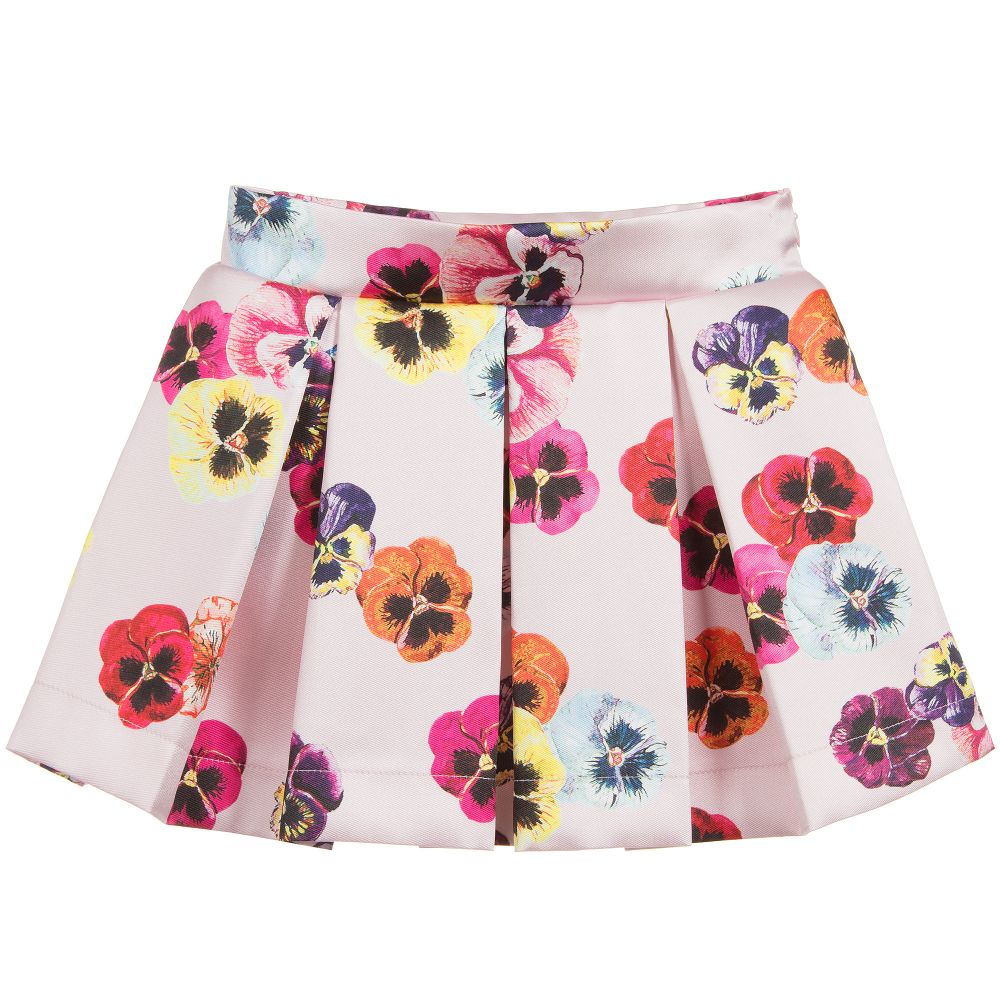 Love Made Love - Pink Pansy Print Skater Skirt  | Childrensalon