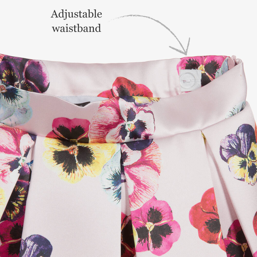 Love Made Love-Pink Pansy Print Skater Skirt | Childrensalon Outlet