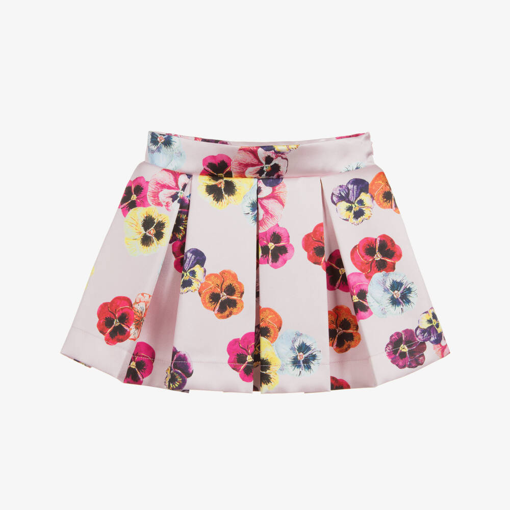 Love Made Love-Pink Pansy Print Skater Skirt | Childrensalon Outlet
