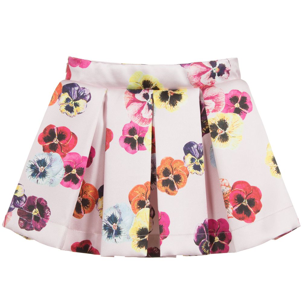 Love Made Love-Pink Pansy Print Skater Skirt  | Childrensalon Outlet