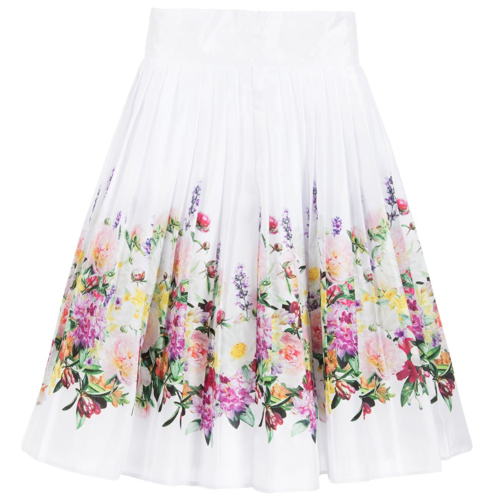 لاف ميد لاف-تنورة ساتان بطبعة ورود لون أبيض | Childrensalon Outlet