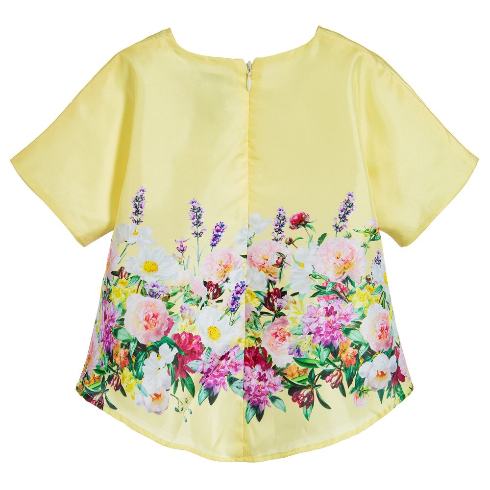 Love Made Love-Yellow Floral Satin Top | Childrensalon Outlet