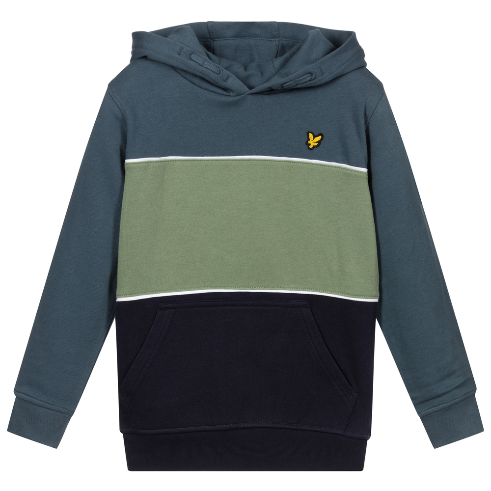 Lyle & Scott - Blue & Green Cotton Hoodie | Childrensalon