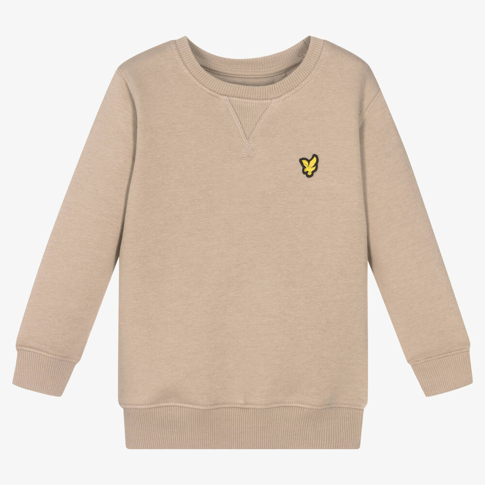 Boys Beige Cotton Logo Sweatshirt