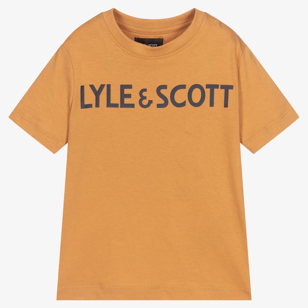 Lyle & Scott - Boys Beige Cotton T-Shirt | Childrensalon