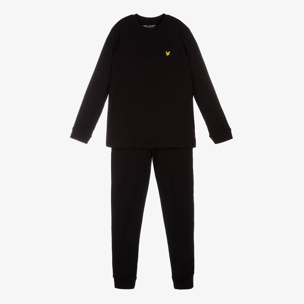 Lyle & Scott - Boys Black Cotton Pyjamas | Childrensalon