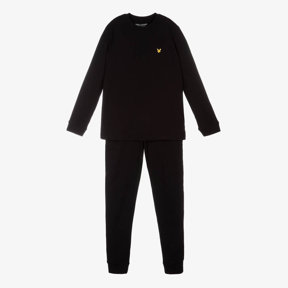 Lyle Scott Boys Black Cotton Pyjamas Childrensalon Outlet