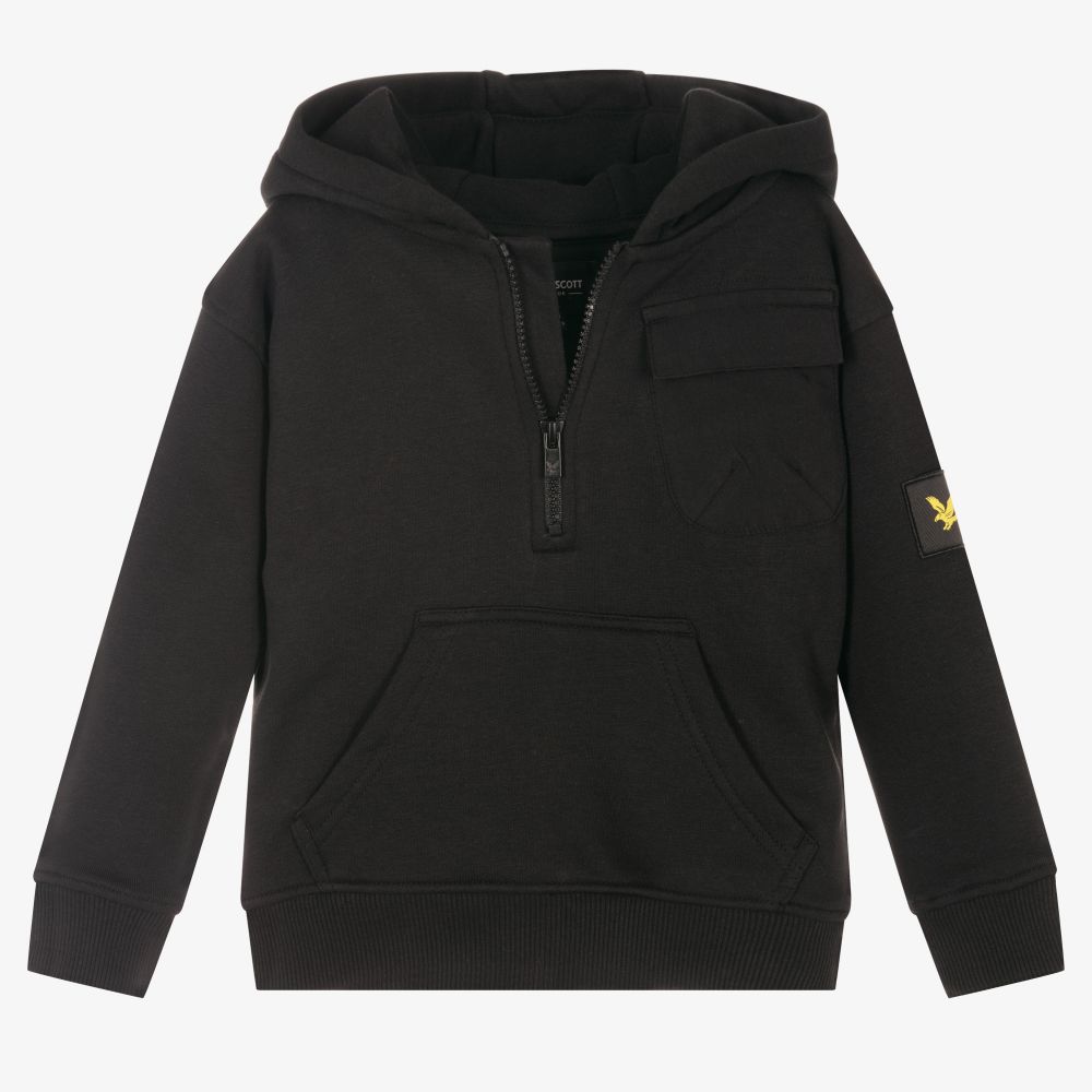 Lyle Scott Boys Black Half Zip Hoodie Childrensalon Outlet