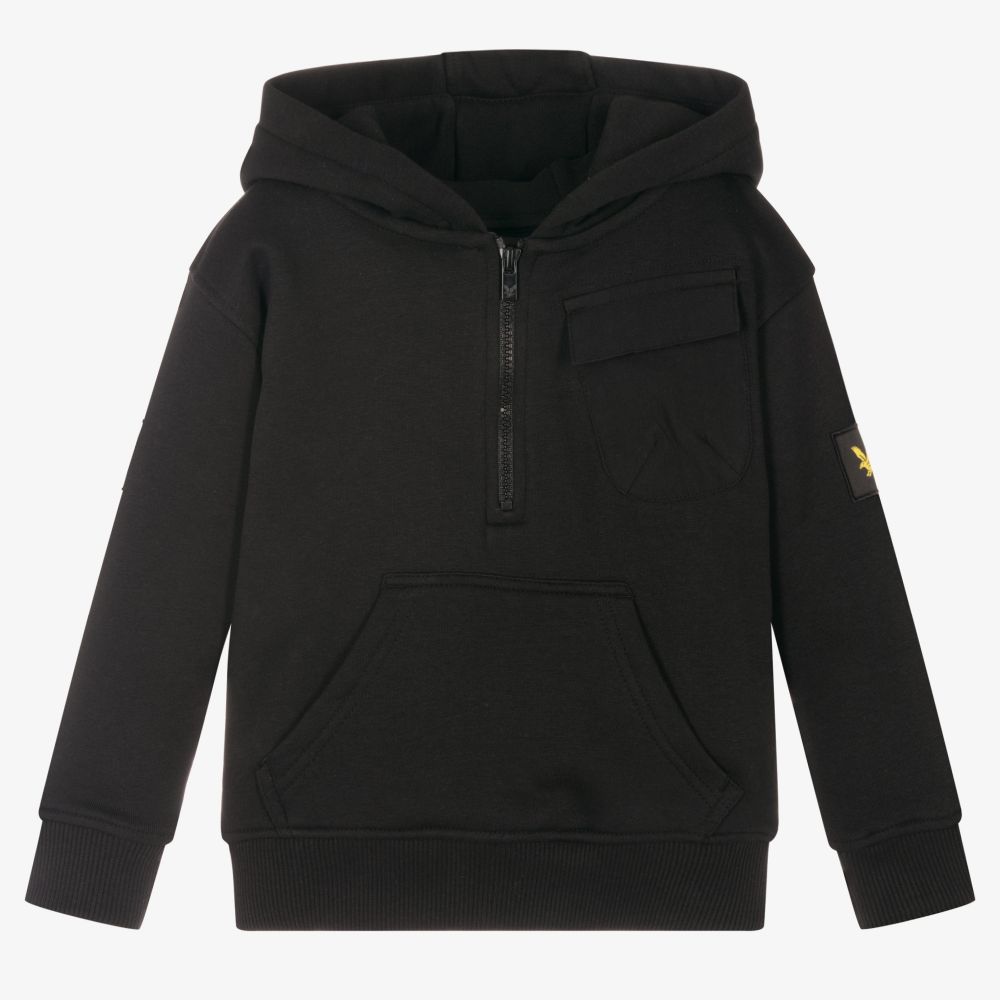 Lyle & Scott-Boys Black Half-Zip Hoodie | Childrensalon Outlet