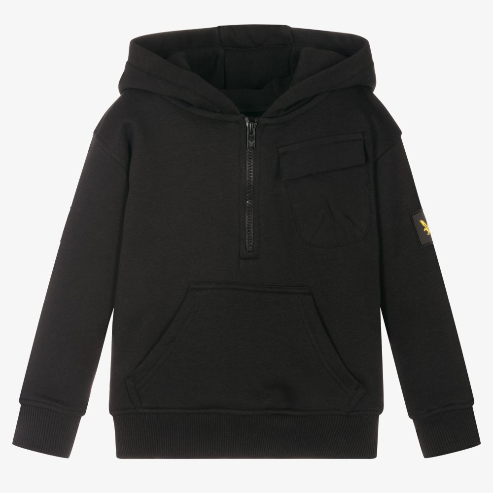 Lyle & Scott - Boys Black Half-Zip Hoodie | Childrensalon