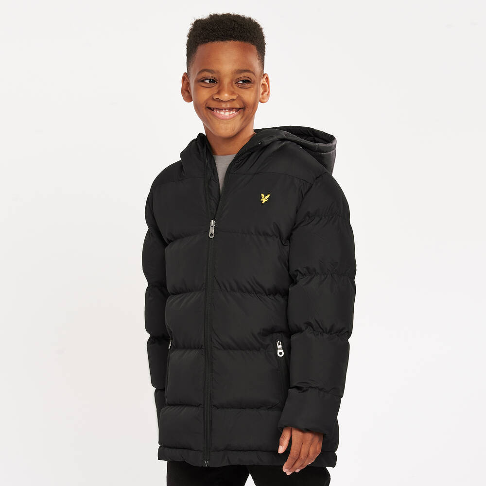 Lyle & Scott - Boys Black Hooded Puffer Jacket | Childrensalon Outlet