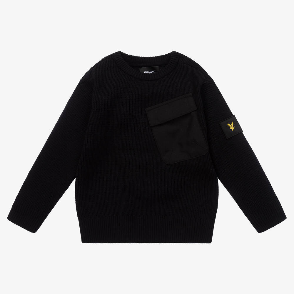 Boys black lyle and scott jumper hotsell