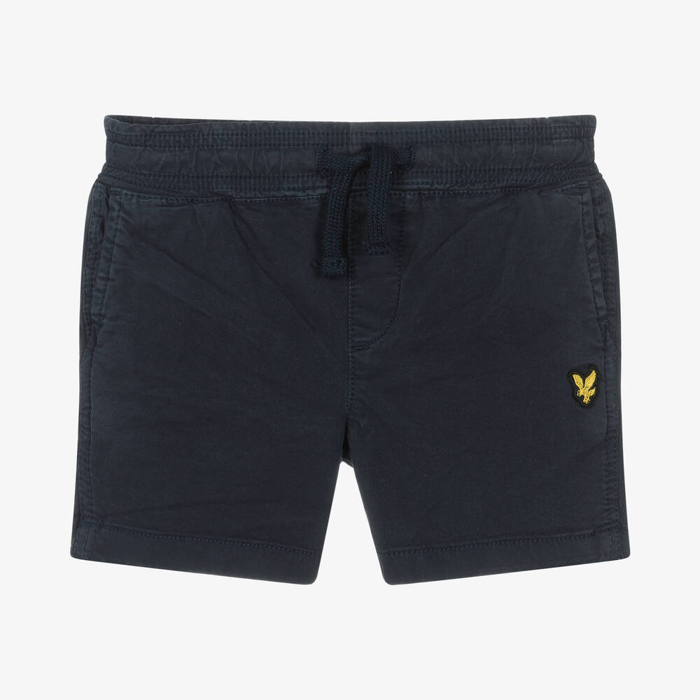 Lyle & Scott - Boys Blue Cotton Drawstring Shorts | Childrensalon