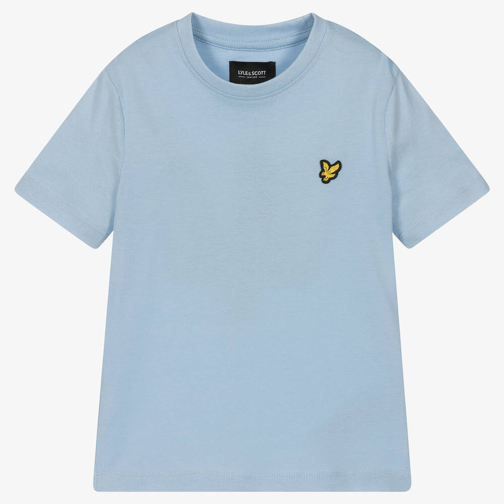Lyle & Scott - Boys Blue Cotton Logo T-Shirt | Childrensalon