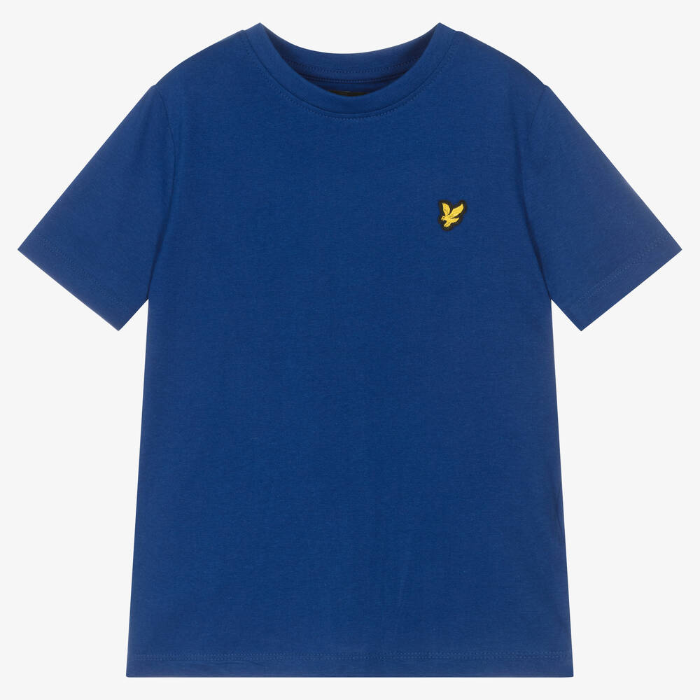 Lyle & Scott - Boys Blue Cotton Logo T-Shirt | Childrensalon