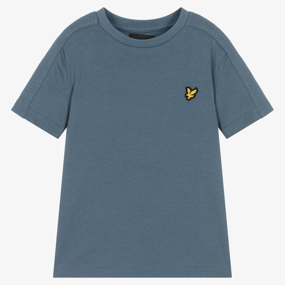 Lyle & Scott - Boys Blue Cotton Logo T-Shirt | Childrensalon