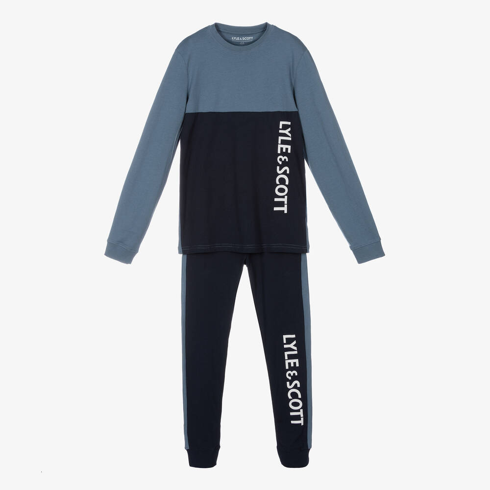 Lyle & Scott-Boys Blue Cotton Long Pyjamas | Childrensalon Outlet