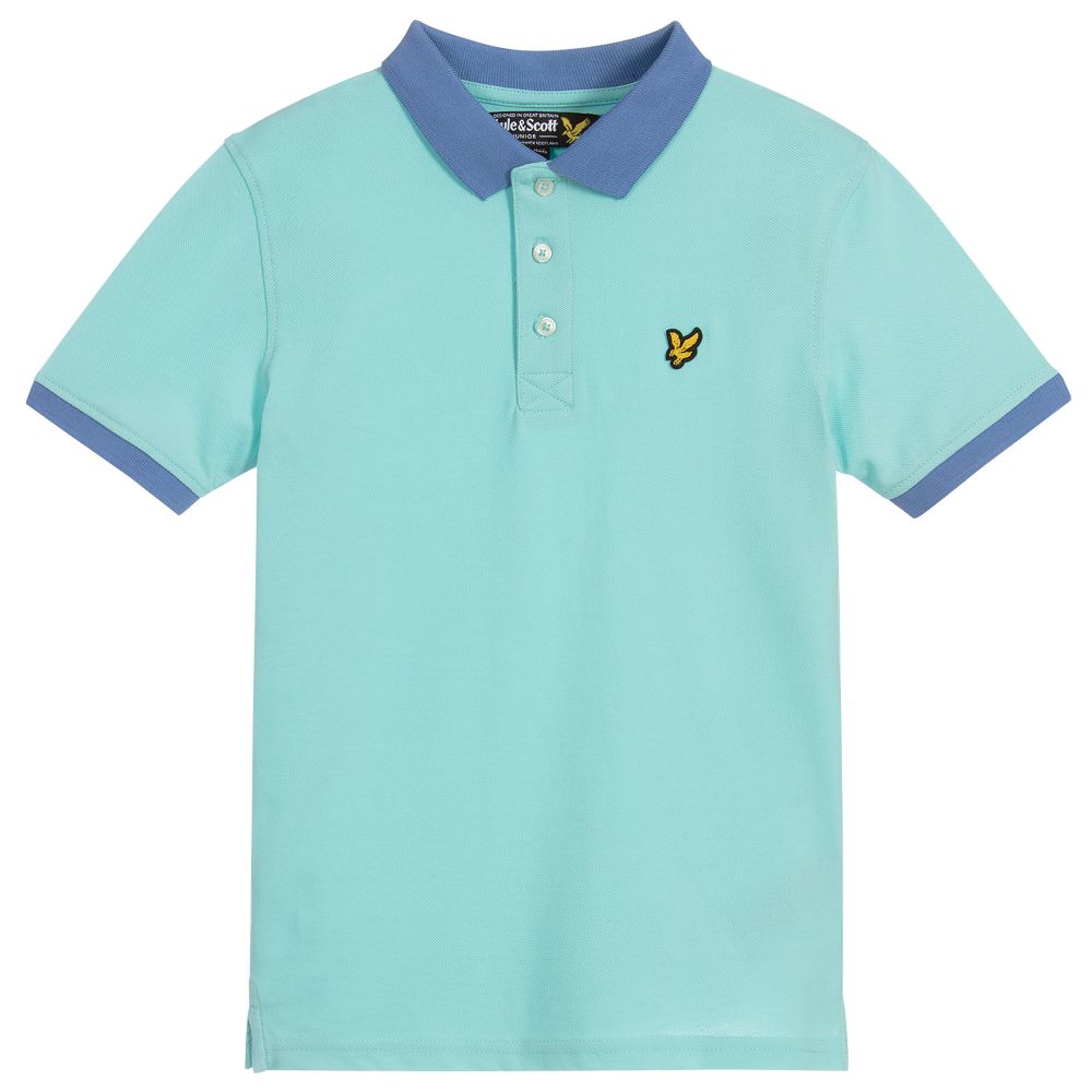 Lyle & Scott - Boys Blue Cotton Polo Shirt | Childrensalon