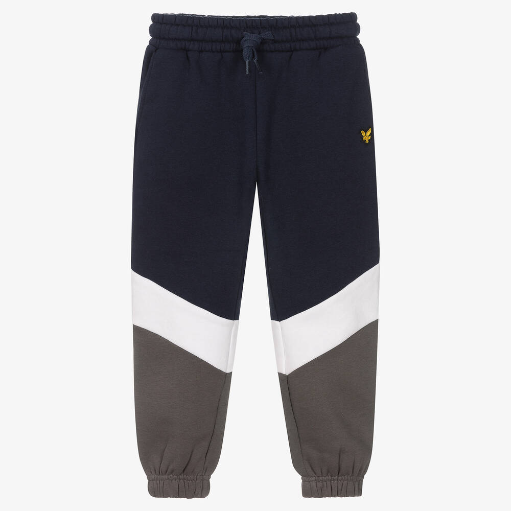 Lyle & Scott-Boys Blue & Grey Cotton Joggers | Childrensalon Outlet
