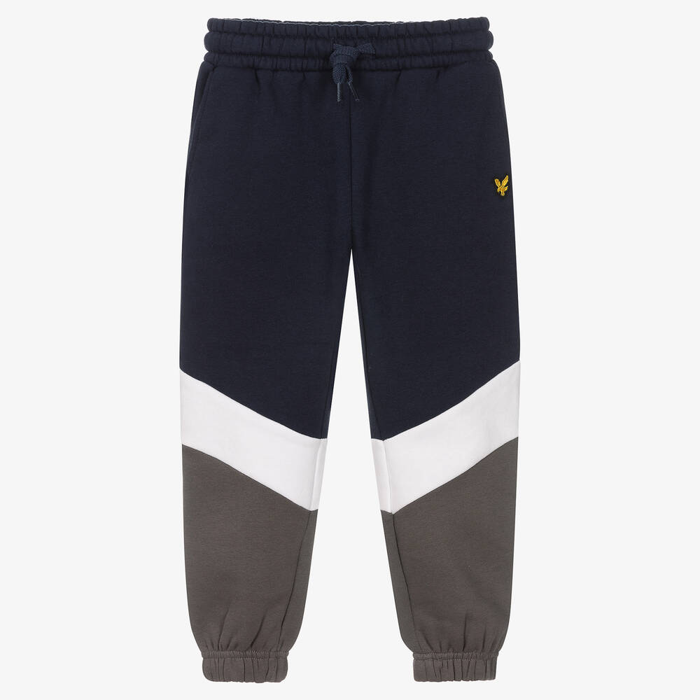 Lyle & Scott - Boys Blue & Grey Cotton Joggers | Childrensalon