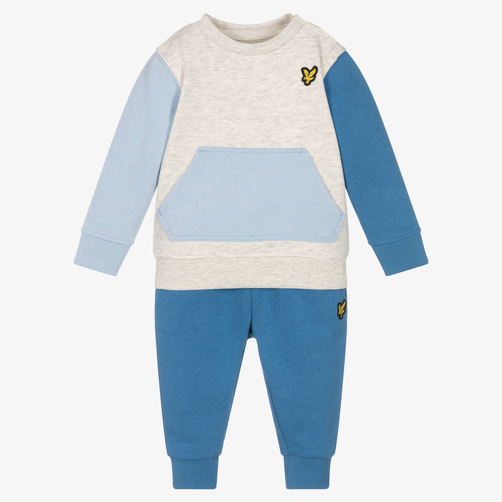 Lyle & Scott - Boys Blue & Grey Jersey Tracksuit | Childrensalon