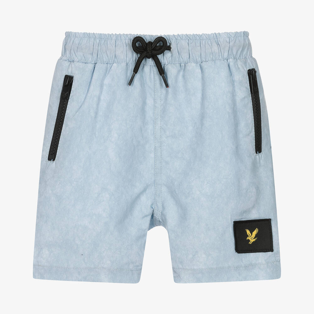 Lyle & Scott - Boys Blue Marbled Swim Shorts | Childrensalon