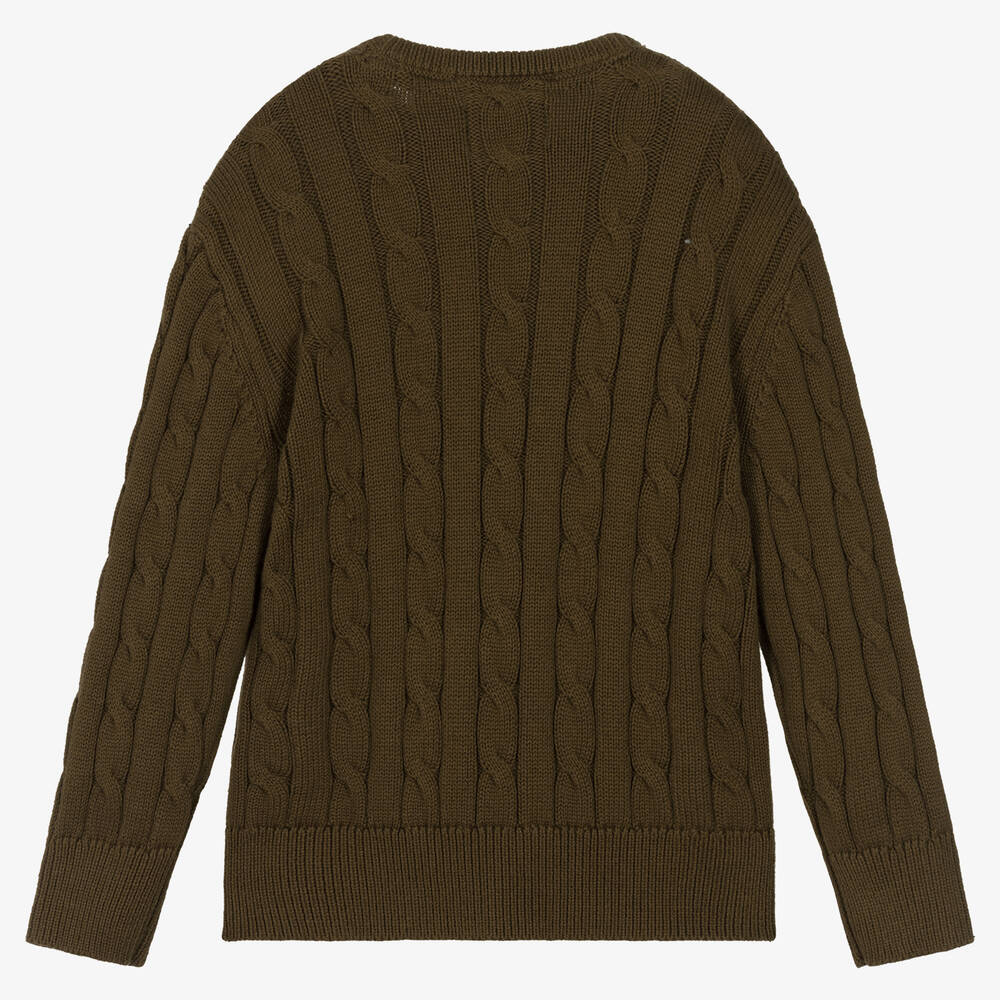 Lyle Scott Boys Green Cotton Cable Knit Sweater Childrensalon Outlet