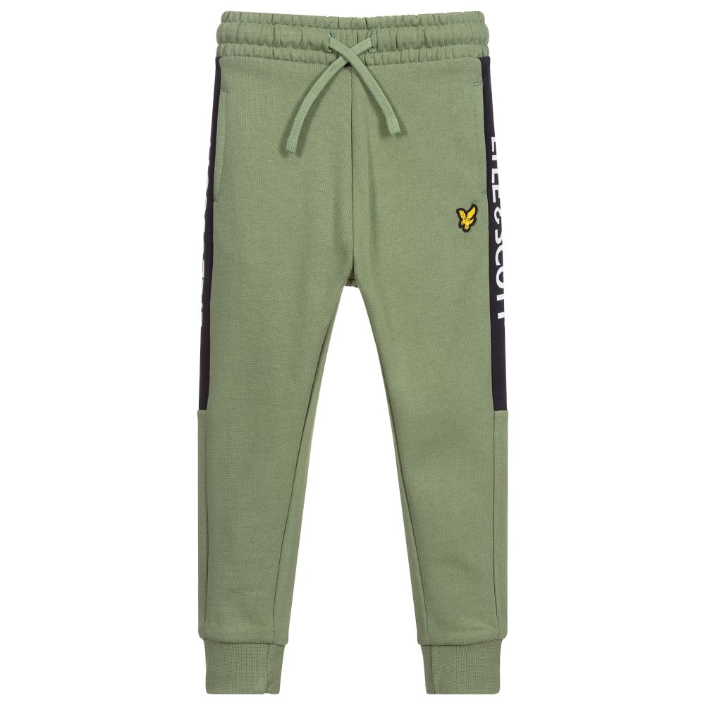 Boys Green Cotton Joggers