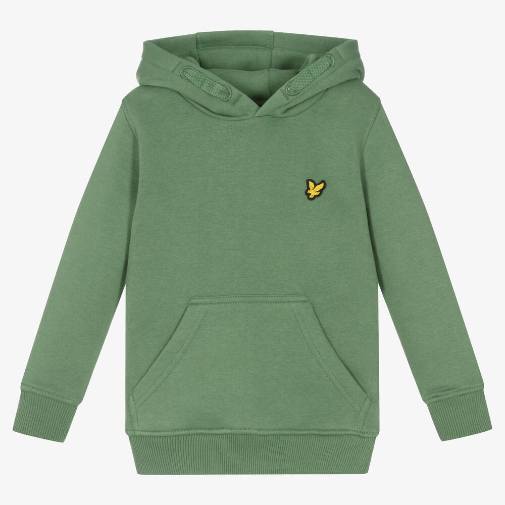 Lyle & Scott - Boys Green Cotton Logo Hoodie | Childrensalon