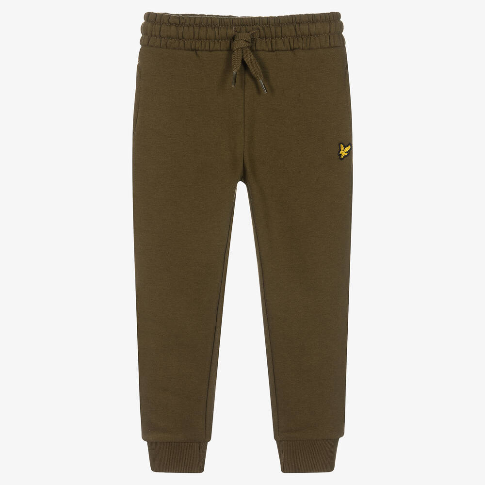 Lyle & Scott - Boys Green Cotton Logo Joggers | Childrensalon