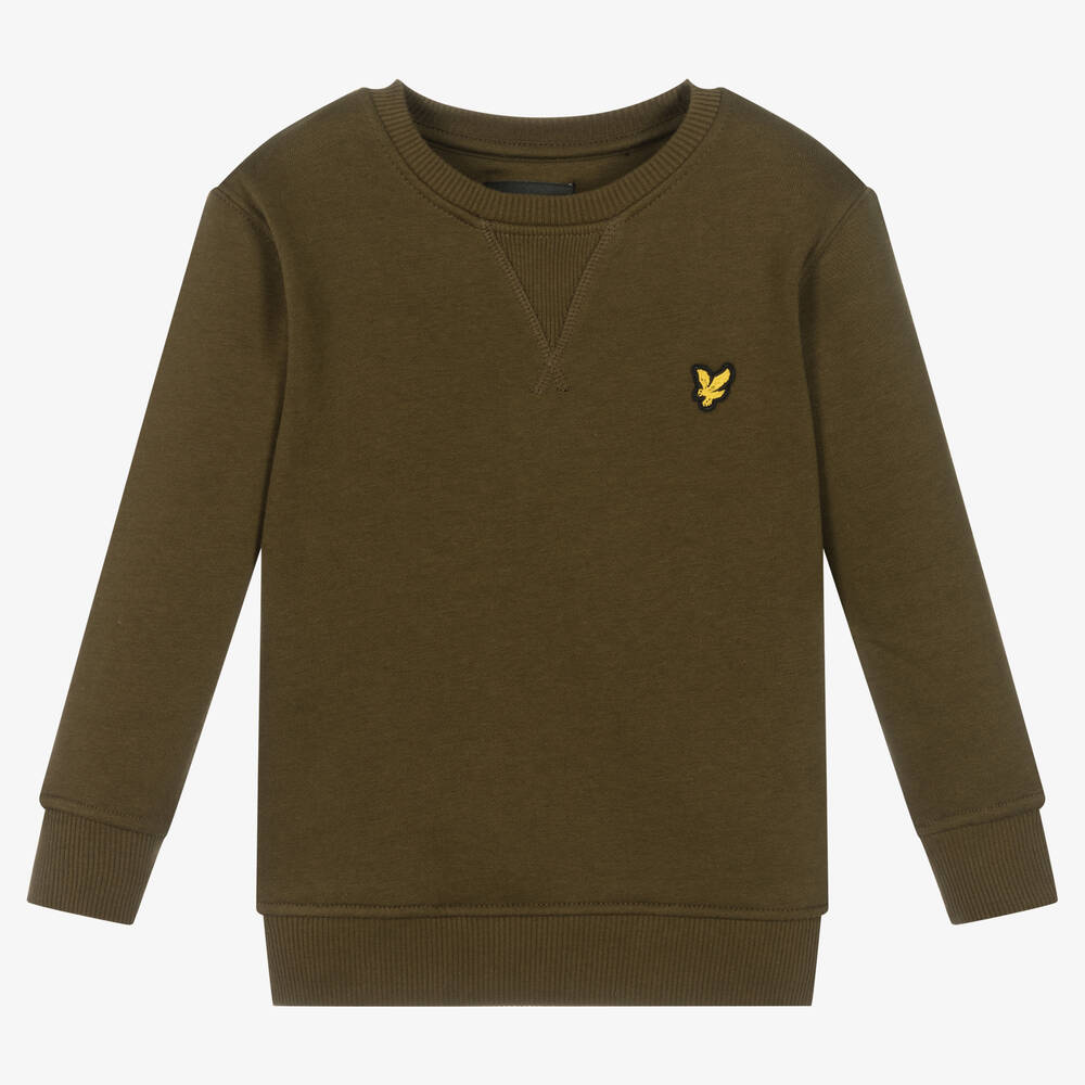 Lyle & Scott - Boys Green Cotton Logo Sweatshirt | Childrensalon