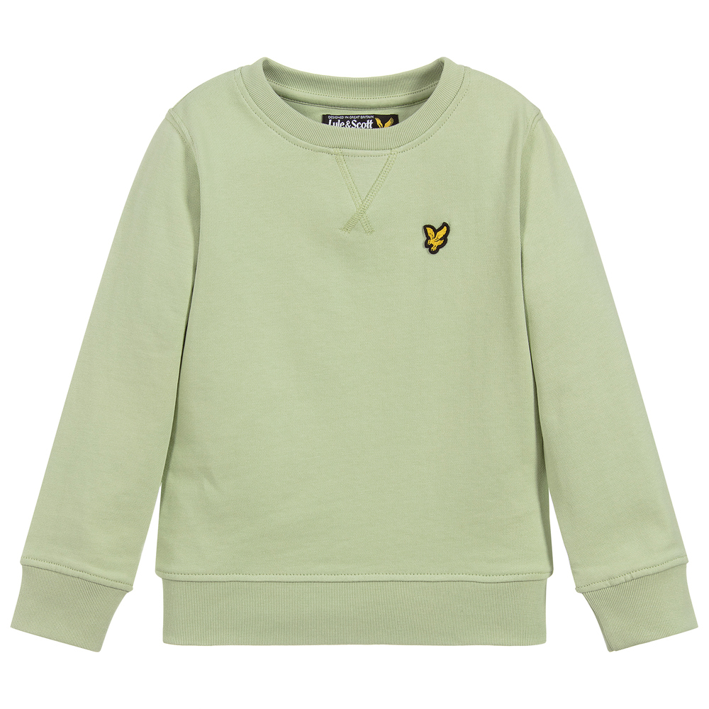 Lyle & Scott - سويتشيرت قطن جيرسي لون أخضر فاتح للأولاد | Childrensalon