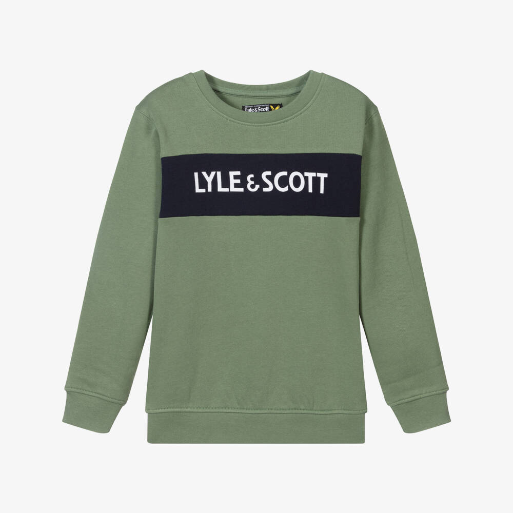 Lyle & Scott-Boys Green Cotton Sweatshirt | Childrensalon Outlet