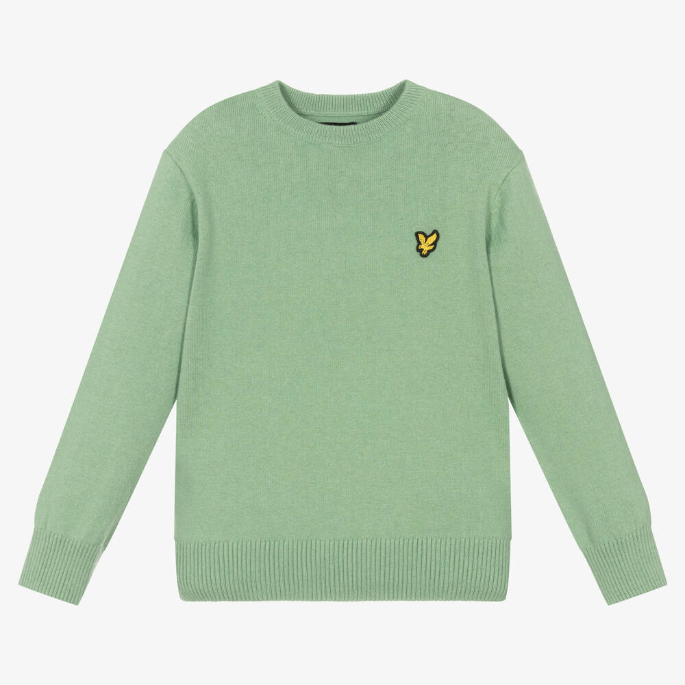 Boys Green Cotton Wool Logo Sweater