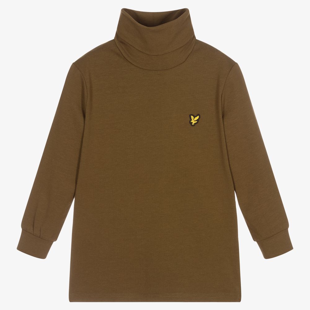 Lyle & Scott - Boys Green Roll Neck Top | Childrensalon