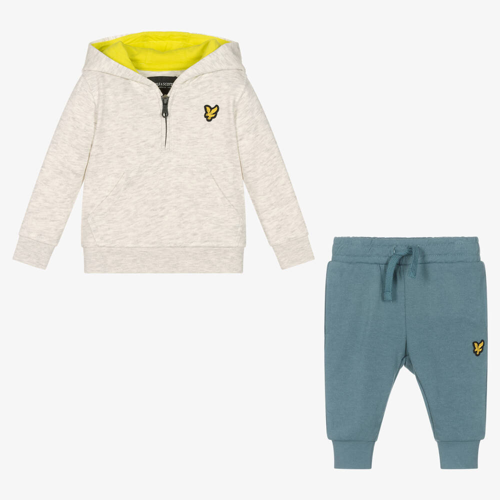 Lyle Scott Boys Grey Blue Jersey Tracksuit