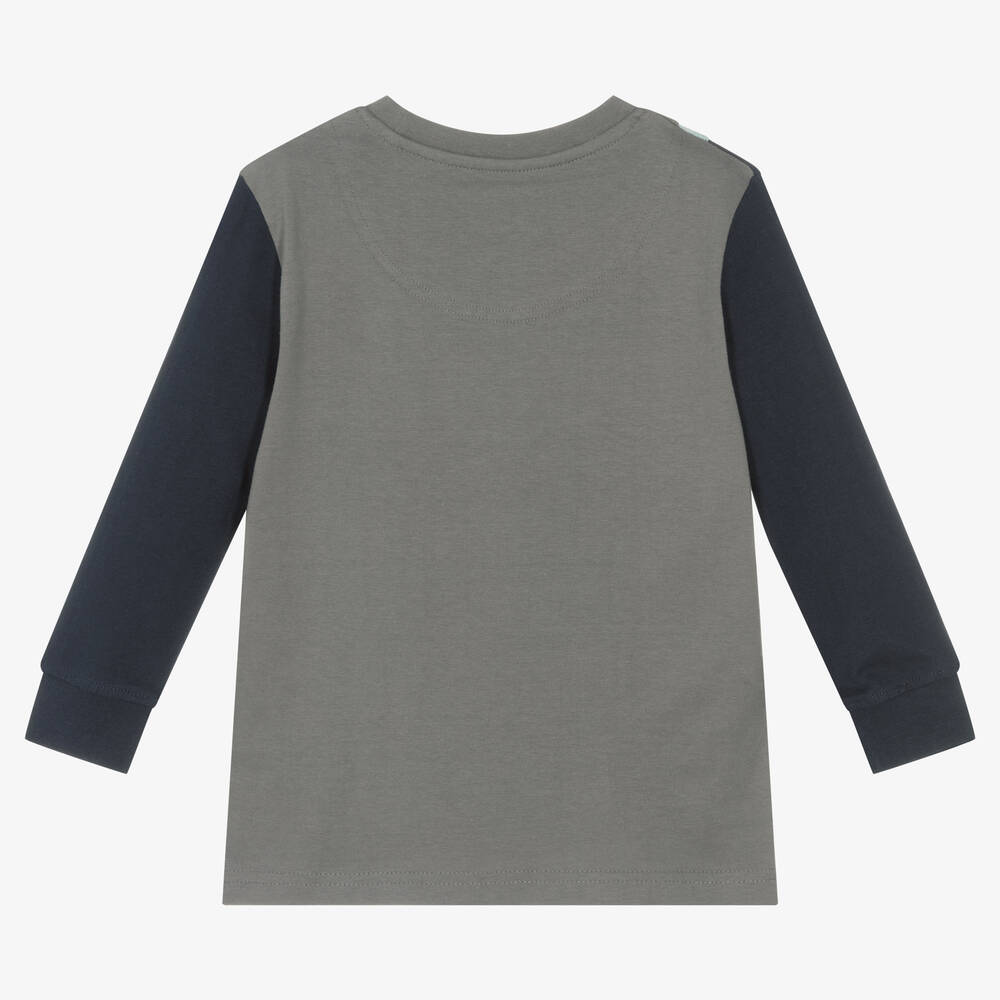 Lyle & Scott-Boys Grey Cotton Colourblock Top | Childrensalon Outlet