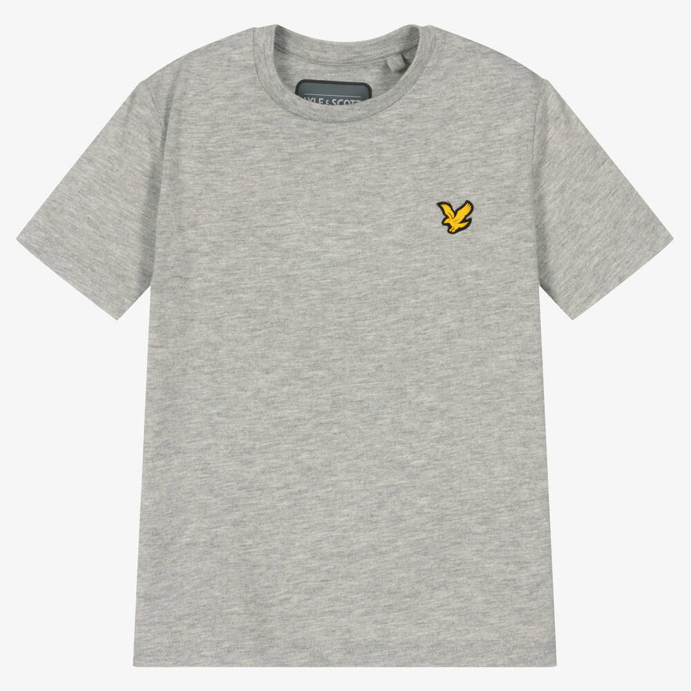 Lyle & Scott - Boys Grey Cotton Logo T-Shirt | Childrensalon