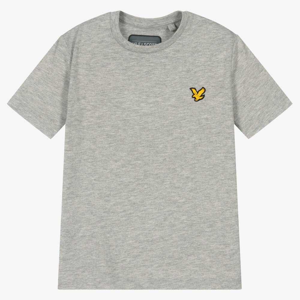 Lyle & Scott-Boys Grey Cotton Logo T-Shirt | Childrensalon Outlet