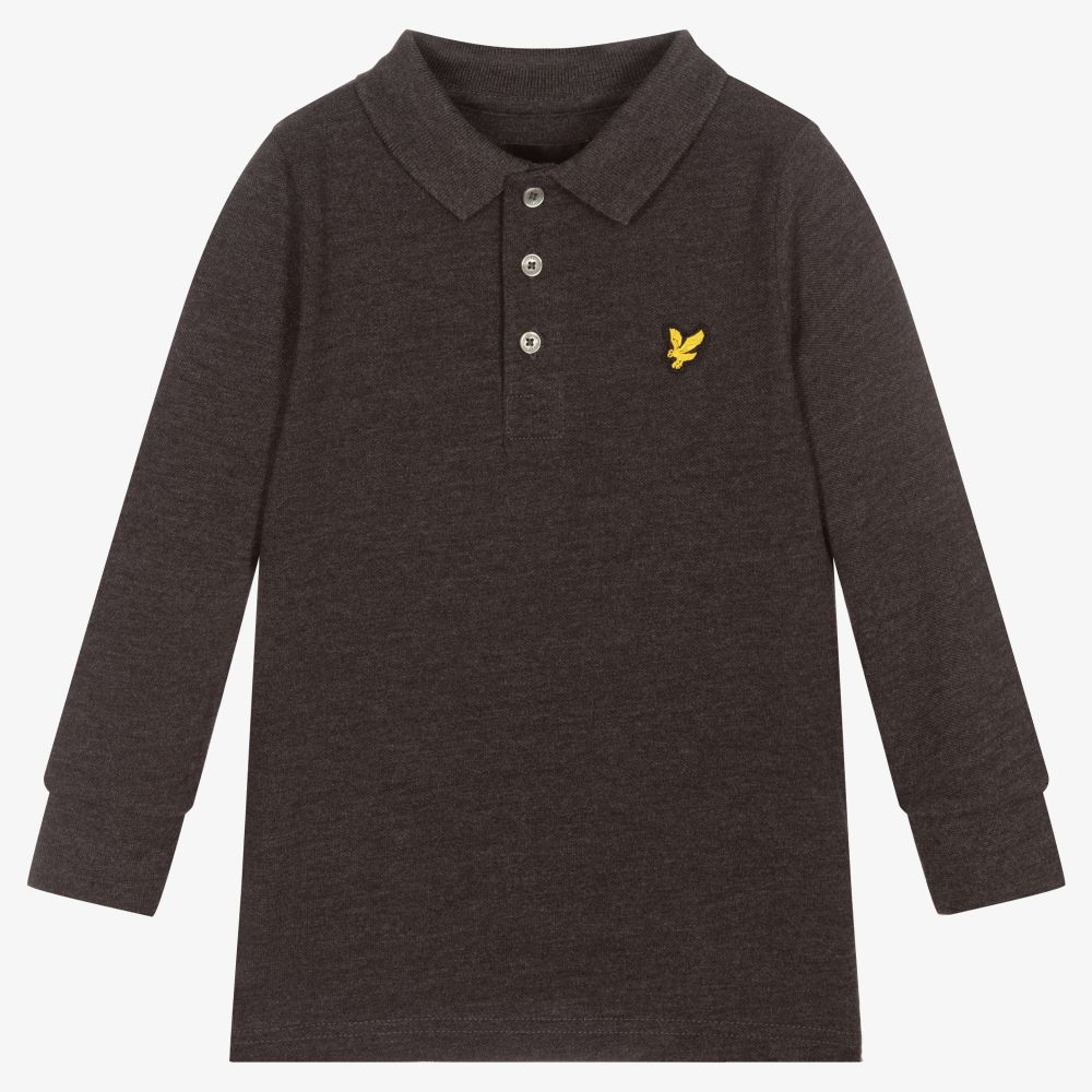 Lyle & Scott - Boys Grey Cotton Polo Shirt | Childrensalon