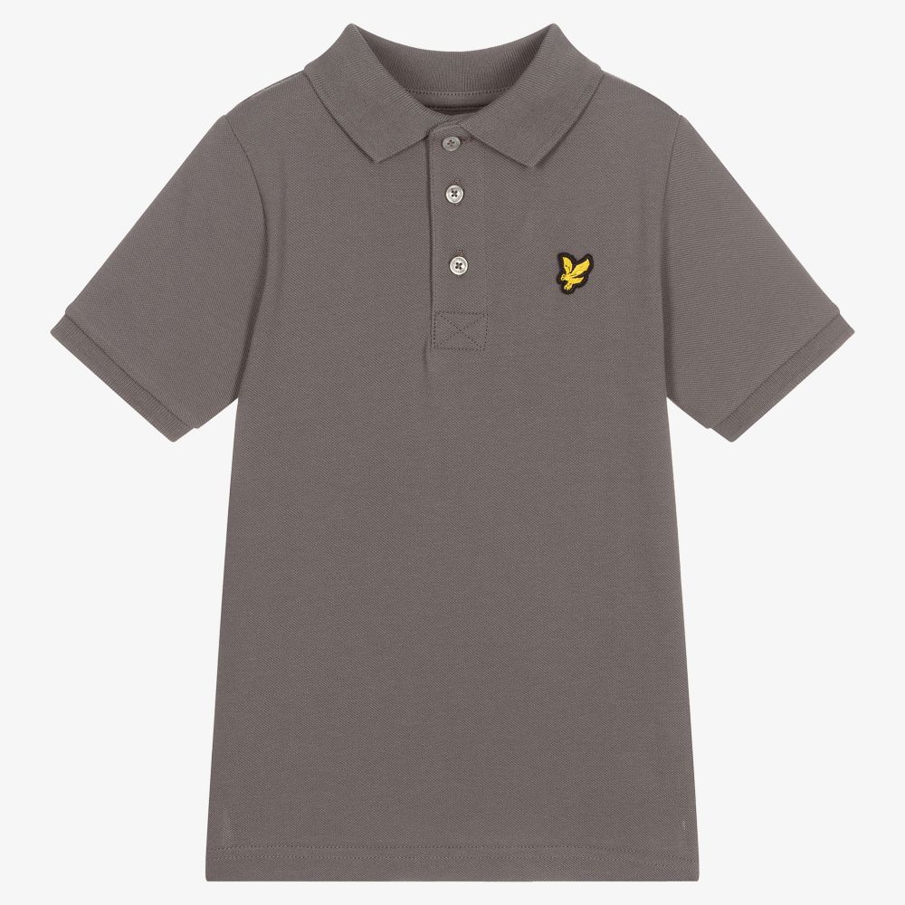 Lyle & Scott - Boys Grey Cotton Polo Shirt | Childrensalon