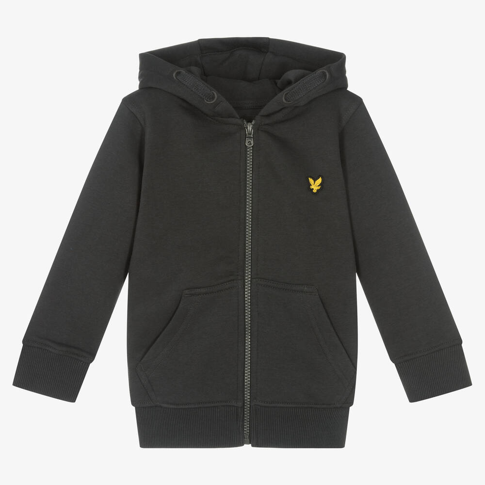 Lyle & Scott - Boys Grey Cotton Zip-Up Hoodie | Childrensalon