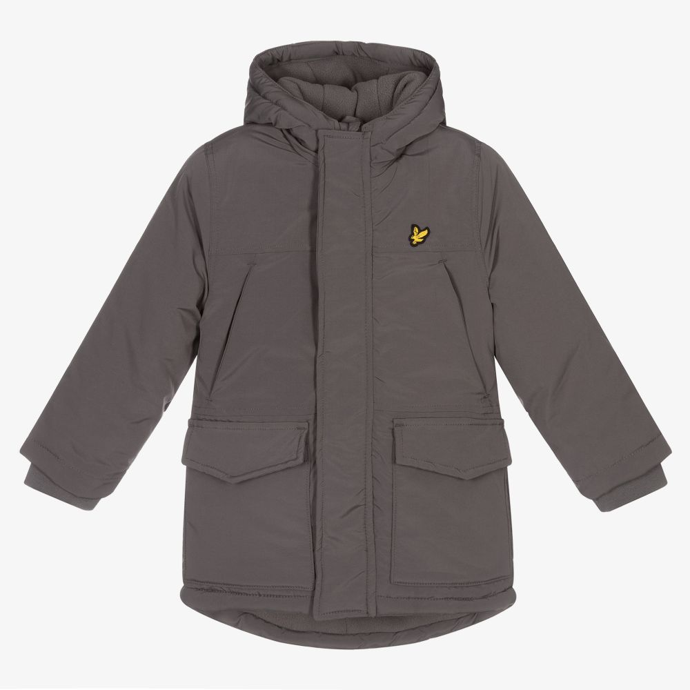 Lyle & Scott - Boys Grey Hooded Coat | Childrensalon