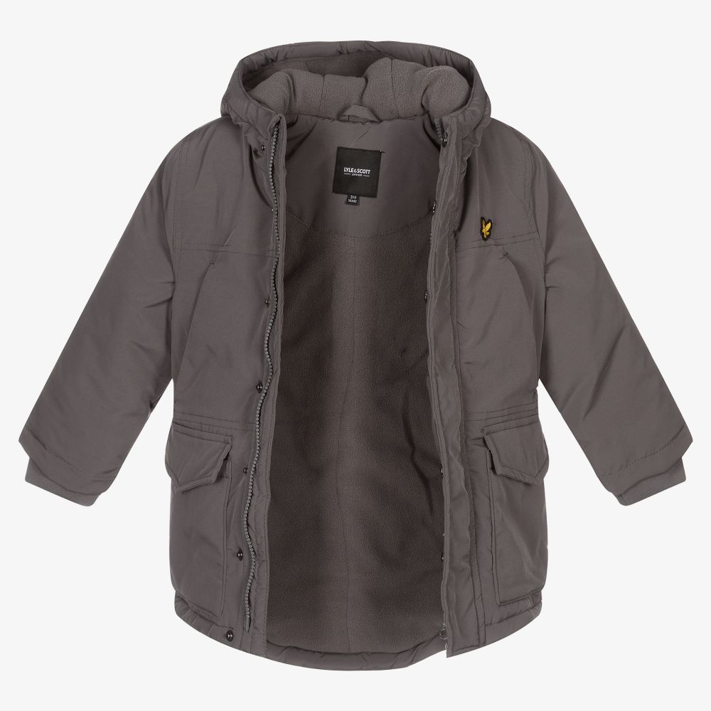 Lyle & Scott-Boys Grey Hooded Coat | Childrensalon Outlet