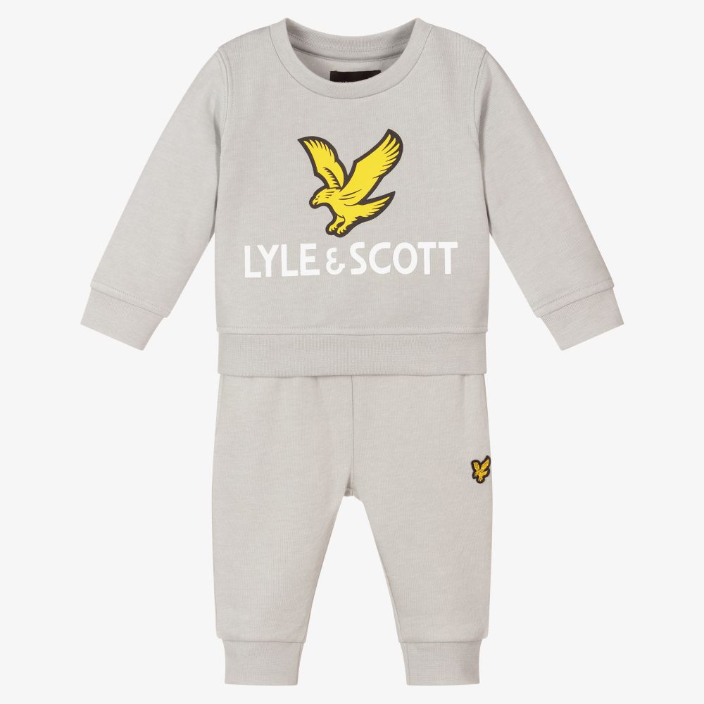 Lyle & Scott - Boys Grey Logo Tracksuit | Childrensalon